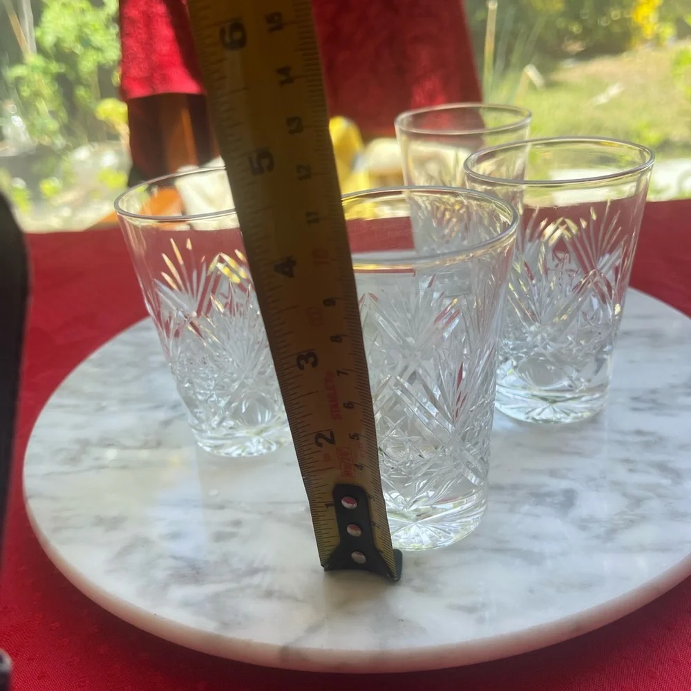 Vintage Set of 4 Webb England crystal St Andrews whiskey glasses signed